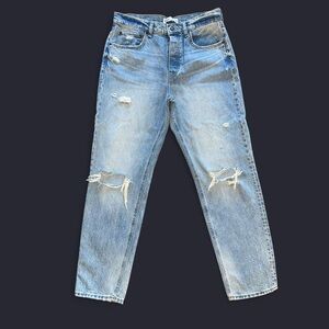Zara Light Blue Distressed Ripped Relaxed Slim Boyfriend Jeans Size 8